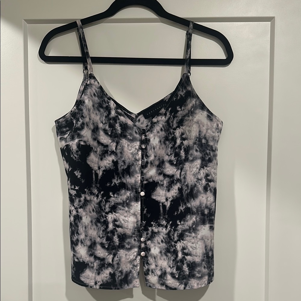 Sanctuary Black and Gray/Pinkish Tie-Dye Top